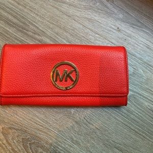 Michael kors red leather wallet
